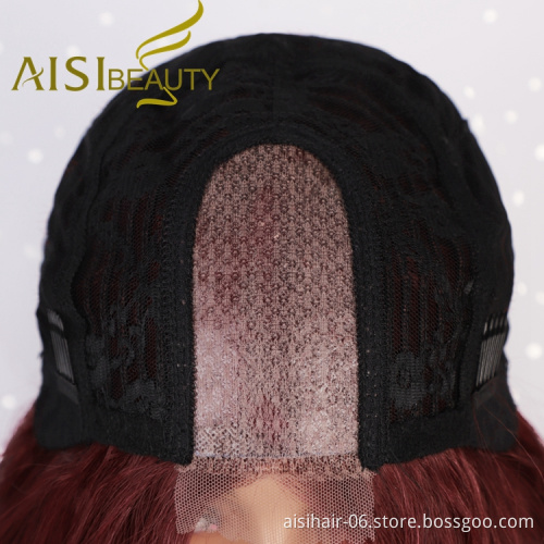 Afro Bug Water Wave Glueless Fiber Ladies Wholesale Lace Frontal Short For Women Cheap Curly Wig Synthetic Hair